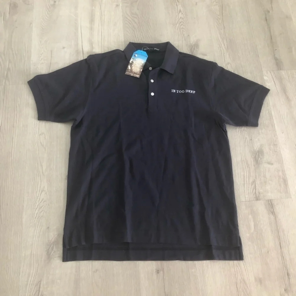 NWT Devon & Jones Pima Cotton Navy In Too Deep Polo Shirt Medium New
